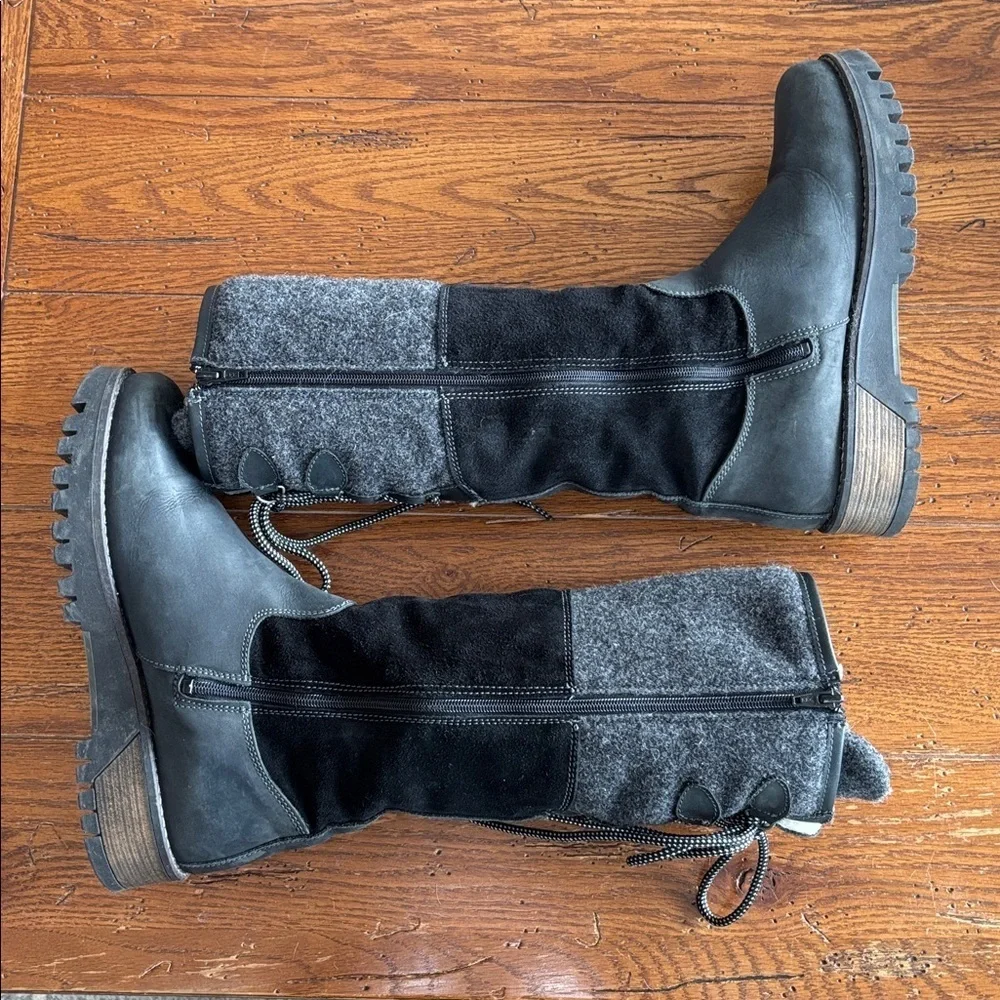 BOS. & CO. Ginger Boots Black Leather Waterproof Wool Lined Size 40 EU 9-9.5 US